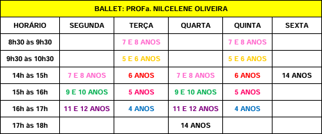 horários ballet